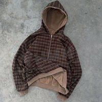Sudadera con capucha unisex al por mayor, de alta calidad, estilo vintage, con cremallera, efecto desgastado por el sol, doble capa de forro polar, sin cordón, para invierno