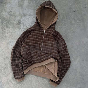 Sweat à capuche unisexe ample à fermeture éclair, de haute qualité, style vintage, délavé à l'acide, effet délavé au soleil, double couche polaire, sans cordon - Product Image 4