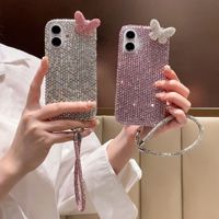Coque de téléphone portable en diamant papillon nœud papillon de luxe pour Apple 14 Pro Max, vente en gros, étui pour iPhone 13 Plus avec strass
