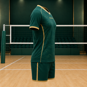 <span class=keywords><strong>Ensemble</strong></span> personnalisé de maillot et short de volley-ball culturel avec motif nuage et bordure dorée - Product Image 6
