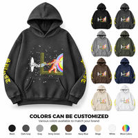 Sweat à capuche unisexe oversize lavé, 100 % coton épais, personnalisable avec logo et couleur