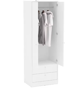 Custom Made Bedroom Natural Furniture <strong>Double</strong> 2 Door Modern Simple Portable <strong>White</strong> Wood Cloth Closet Storage <strong>Wardrobe</strong> for Hom - Product Image 5
