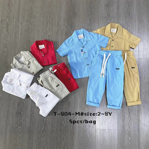 New 2-Piece Casual Linen Kids Suit Solid Style Long-Sleeved Shirt Pants for Spring &amp; Fall Trendy <strong>Boys</strong> <strong>Clothing</strong> for Toddlers - Product Image 4