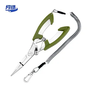 6.5inch Stainless Steel Green Fishing Pliers Hook Remover And Split Ring Pliers Braided Line Cutters Fish Pliers