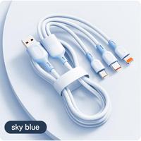 Câble de charge rapide 3-en-1 120W Type-C avec gaine en PVC pour téléphones, tablettes, iPad, chargeurs de voiture - Support multifonctionnel 1-vers-3