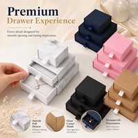 Boîte d'emballage tiroir pour bijoux, avec logo imprimé, pour colliers, boîte personnalisée de luxe en papier pour bagues, boîte cadeau en carton pour bijoux