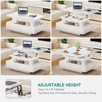 Table basse moderne en métal avec design transformable 4 en 1 relevable et extensible, 2 tiroirs pour salon et utilisation multi-espaces