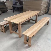 Französischer Stil 8 oder 10 Personen Rustikaler Massivholztisch Rechteckiger Hochzeits-Holzklapptisch im Landhausstil