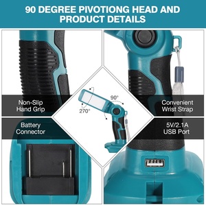 <span class=keywords><strong>Lampe</strong></span> torche 1000LM pour batterie Mak Tas <span class=keywords><strong>18V</strong></span>, projecteur portatif de chantier, <span class=keywords><strong>lampe</strong></span> de bureau avec port USB pour camping, garage, atelier - Product Image 4