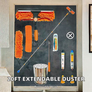 <span class=keywords><strong>KLEAR</strong></span> Balai à poussière carré en microfibre avec manche extensible détachable de 20 pieds, brosse en chenille en acier inoxydable pour ventilateurs de plafond et vitres - Product Image 2