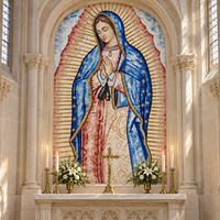 Mosaïque murale personnalisée de la Vierge Marie - Art mural en mosaïque de verre taillée à la main, représentant la Vierge de Guadalupe, pour la décoration d'autel d'église