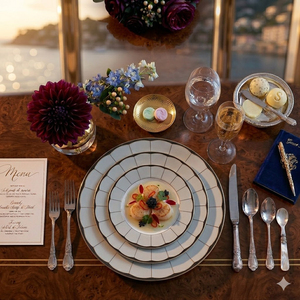 Vajilla Moderna de Cerámica Verde Menta con Borde Festoneado, Platos de Porcelana, Vajilla Elegante de Porcelana Fina, Vajilla de Cocina al por Mayor - Product Image 4