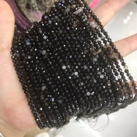 Perles d'onyx noir facettées de 2 mm, 3 mm, 4 mm, perles rondes en agate naturelle en vrac pour la fabrication de bijoux