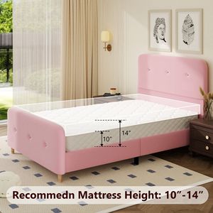 Kinderbetten Möbel Mädchen Prinzessin Rosa Samtbett Prinzessinnen-Kindermöbel Stoffbezogenes Kleinkinderbett - Product Image 4