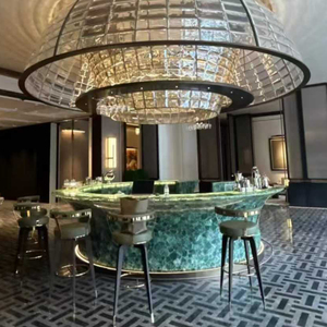 Tùy Chỉnh Kích Thước Sang Trọng Đá Màu Xanh Lá Cây Đá Cẩm Thạch Pha Lê Onyx Mờ Đá Bàn Tiếp Tân Cho Sảnh Khách Sạn - Product Image 3