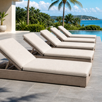Chaise longue de piscine en teck imperméable avec dossier réglable, mobilier de resort, lit de repos extérieur en teck, chaise longue