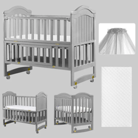 Lit bébé moderne en gros, nouveau design, en bois massif sûr et multifonctionnel pour chambre à coucher