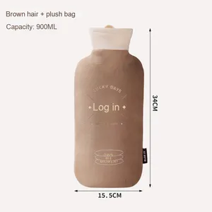 กระเป๋าใส่น้ำร้อนทำจากยางแบบหนาสำหรับขวดทำจากผ้ากำมะหยี่แถบยาว - Product Image 6