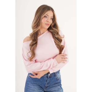 Blusa de Mujer al por Mayor, Bordada con Patrón Floral, Manga Murciélago, Rosa, Talla Única, Ajuste Holgado para Primavera, Verano, Otoño, Ropa de Oficina - Product Image 4