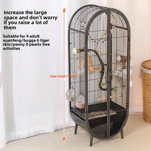กรงนกโลหะลายเรียบแบบบ้านพักอาศัยขนาดใหญ่ ปิดด้วยกระดุม สำหรับนกหงส์หยก นกค็อกคาเทล นกเลิฟเบิร์ด - Product Image 3