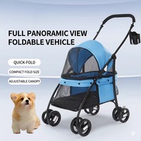 Poussette pliable légère et portable pour animaux de compagnie avec vue panoramique, grand espace, chariot de voyage pour chats et chiens