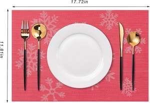 Manteles Individuales Navideños de Vinilo Tejido con Diseño de Copos de Nieve, Lavables y Fáciles de Limpiar, Resistentes al Calor y Antideslizantes para Mesa de Comedor - Product Image 6