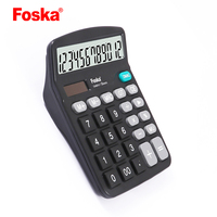 Foska Office spécial pas cher double puissance calculatrice solaire étudiant grand électronique noir 12 chiffres Double alimenté double calculatrice