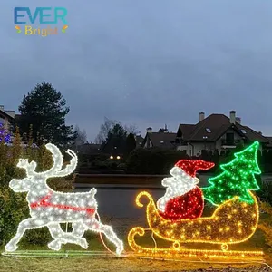 Décoration de Noël en traîneau à rennes lumineux à LED