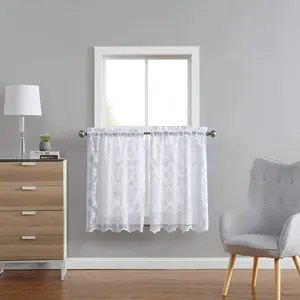 Bindi 도매 레이스 창 처리 가정용 주방 또는 작은 창 용 흰색 쉬어 커튼 직물