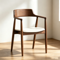 Chaise de salle à manger de style nordique moderne, en bois massif de frêne, dossier incurvé, assise en cuir PU, pour la maison, le bureau, l'hôtel, l'appartement, meubles de maison