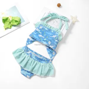 High quality children 2-piece swimsuits kids girls swimwear recycled eco-friendly baby bikini beachwear