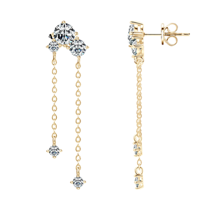 Valentine Gift Idea 925 Sterling <b>Silver</b> Women's Engagement Jewelry Tassel Drop <b>Stud</b> Earrings with 2.5mm-5mm D Color Moissanite - Product Image 1