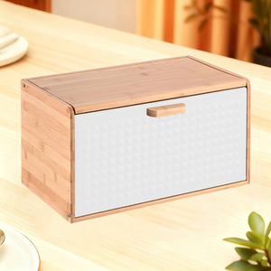 Boîte à pain en bambou 36x24x19cm, rangement de cuisine moderne et minimaliste avec couvercle pour le pain et les produits de boulangerie - Product Image 1
