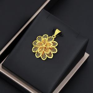Pendentif en laiton plaqué or 24 carats pour femmes JXX, style hip-hop, design floral, bijoux pour enfants - Product Image 5