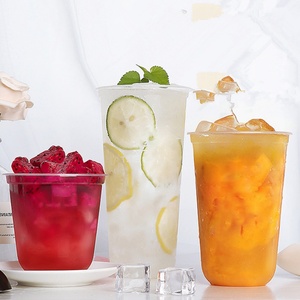 แก้วเครื่องดื่มพลาสติก PP แบบผนังเดียว รูปตัวยู ขนาด 360 มล. 500 มล. 700 มล. พร้อมฝาปิด จากโรงงานโดยตรง - Product Image 1