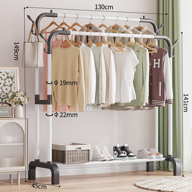 Poste doble blanco, 130 cm [Mejorado con tubo de acero más grueso]