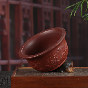 <span class=keywords><strong>Pot</strong></span> de fleurs rond en Zisha à motif en relief antique, vente en gros, jardinière en argile violette multi-plantes pour arrangements bonsaïs mixtes - Product Image 3