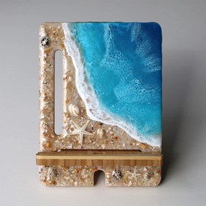 Support de téléphone <span class=keywords><strong>en</strong></span> résine époxy Ocean Beach, support de téléphone portable <span class=keywords><strong>en</strong></span> <span class=keywords><strong>bois</strong></span> artisanal, support de bureau réglable <span class=keywords><strong>en</strong></span> bambou pour iPhone/Android - Product Image 2