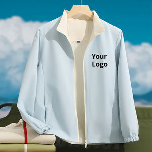 Unisex otoño impermeable a prueba de viento Casual ligero con capucha cuello alto cierre de cremallera águila alemana tejido sólido - Product Image 3