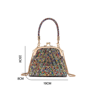 Sac <span class=keywords><strong>de</strong></span> soirée pour femme en strass, forme éventail, avec poignée diamantée et fermoir Kiss Lock, pour mariage et fête, avec chaîne amovible, sac à main bandoulière - Product Image 6