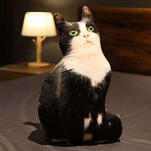 Trang trí ném gối hiệu ứng 3D Husky <span class=keywords><strong>Doge</strong></span> Dog sáng tạo 3D mô phỏng mèo đen PP bông ném gối đồ chơi sang trọng động vật búp bê - Product Image 5