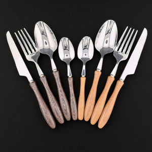 Stainless Steel Cutlery Set With Wooden Handles <b>Steak</b> <b>Knife</b> Fork Spoon Dessert Tools Western Tableware - Product Image 1