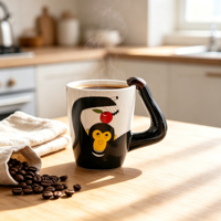 Mug à café en céramique imprimé chimpanzé créatif avec poignée en forme de bras de singe 3D, tasse à thé animale de dessin animé, cadeau fantaisie, vaisselle originale