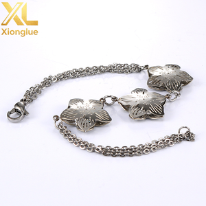 New Arrival Stainless Steel DIY <b>Initial</b> Five Leaf Clover Flower <b>Chain</b> Letter Name Bracelet for Women - Product Image 1