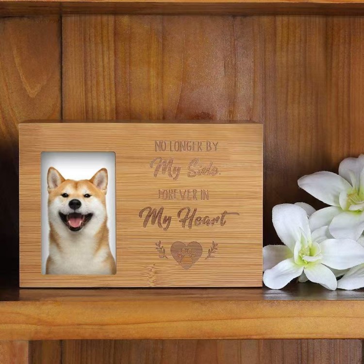 Wooden Pet Cremation Urn with Memorial Photo Frame - Dog Cat Funeral Casket - Chengdu Michong Pet Pr