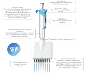 ปิเปตแบบหลายช่อง ได้รับการรับรองมาตรฐาน CE <span class=keywords><strong>8</strong></span> ช่อง ปรับปริมาตรได้ รุ่นใหม่ สำหรับห้องปฏิบัติการ - Product Image 2