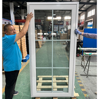 Ventana Abatible de Vinilo Blanco de Gran Tamaño con Una Sola Hoja, Apertura Lateral, con Rejillas Entre Vidrios y Mosquitera Permanente de Fibra de Vidrio, Precio de Fábrica