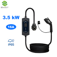 Station de recharge pour véhicules électriques, courant réglable 3,5 kW 16A, IP65, chargeur EV portable de type 2, écran LCD, monophasé, EVSE domestique