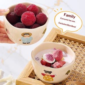 Bol à riz individuel en céramique, motif dessin animé, mignon, pour la famille (parents-enfants), compatible micro-ondes, avec glaçure colorée, pour la maison, vente en gros, modèle Gourmand - Product Image 1
