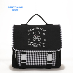 Túi Đeo Vai Vải Bố Phong Cách Nhật Bản Cho Bé Gái Túi Đi Học Trẻ Em Kẻ Sọc Retro Phong Cách Preppy Dễ Thương Ba Lô Nữ Sang Trọng - Product Image 5